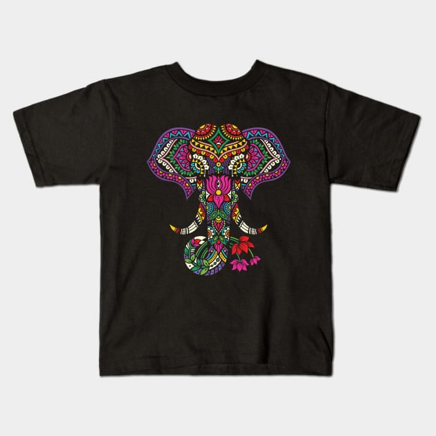 Elephant Art Kids T-Shirt by vaicitriya